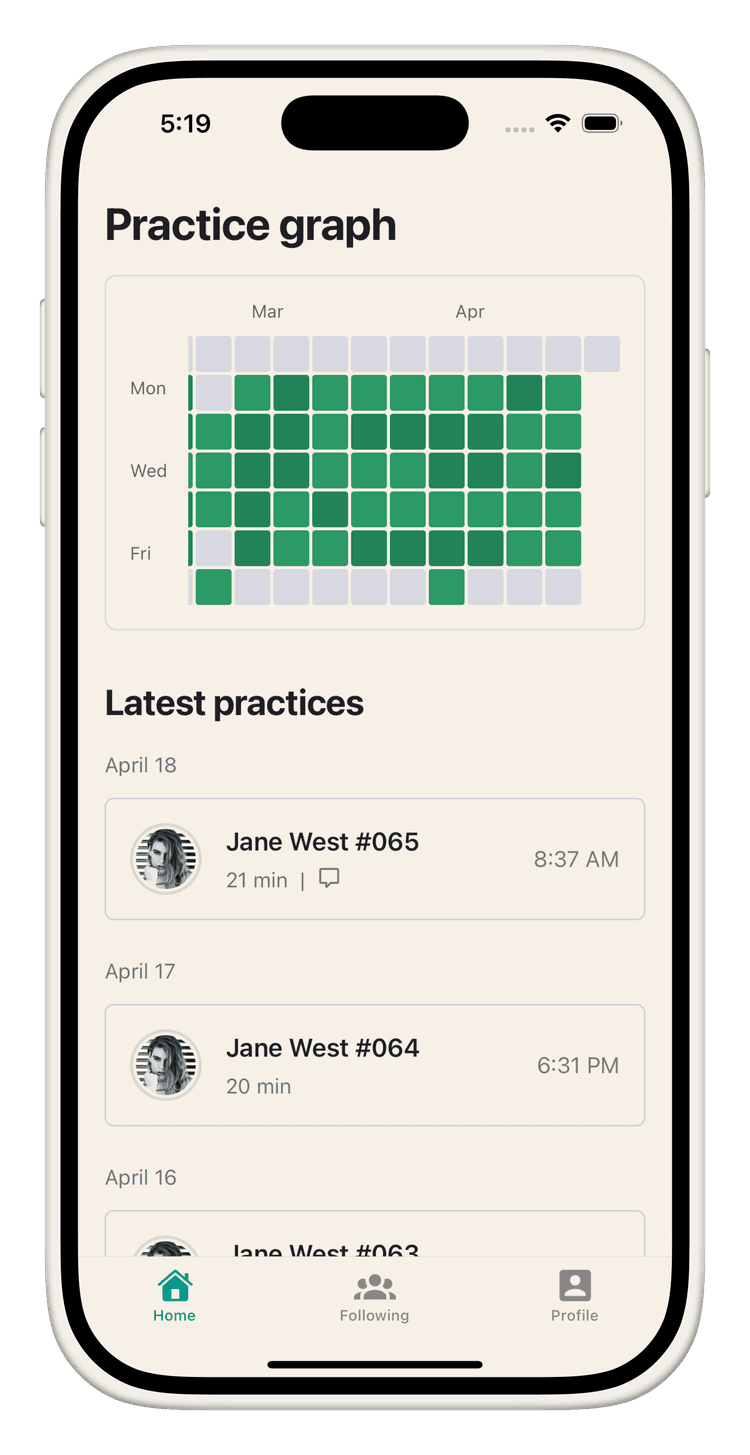 Screenshot of Shiro Follower App showing a parent celebrating a student's musical growth